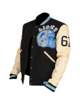 Mens Eddie Murphy Detroit Lions Beverly Hills Cop Axel Foley Letterman Varsity Leather Jacket