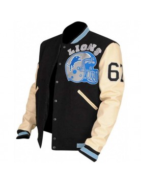 Mens Eddie Murphy Detroit Lions Beverly Hills Cop Axel Foley Letterman Varsity Leather Jacket