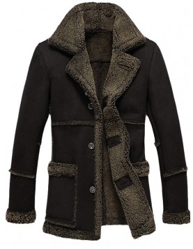 Mens Fur Black Reacher Style Coat