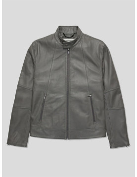 Mens Grey Leather Jacket 