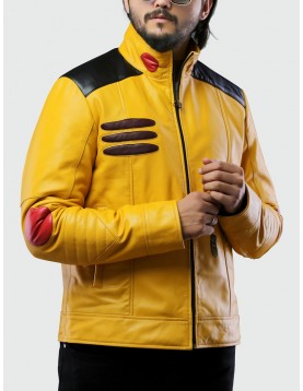 Mens Pokemon Pikachu Yellow Costume Leather Jacket. Pokemon Cosplay Jacket