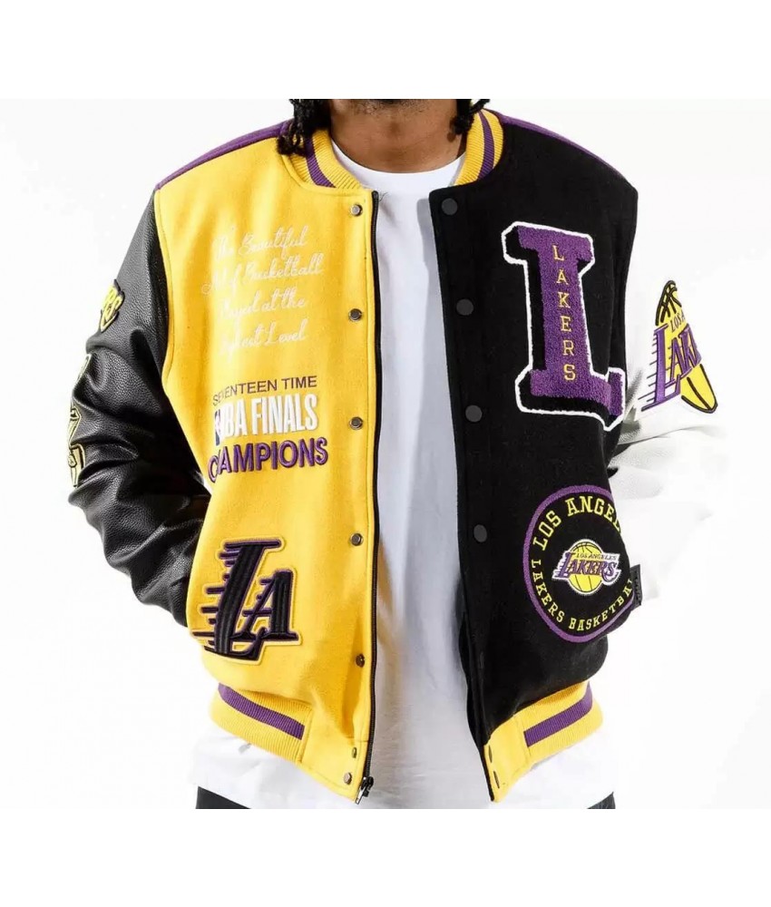 Pro Standard NBA Los Angeles Lakers Logo Blk/Wht Vasity Jacket BLL651677-BLKWHT - M