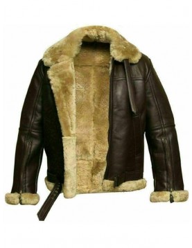 Mens RAF Bomber Ginger Sheepskin Leather Aviator Jacket