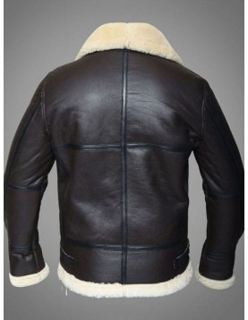 Mens RAF Sheepskin Leather Flying Jacket Dark Brown