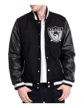 Mens Raiders Black Varsity Jacket