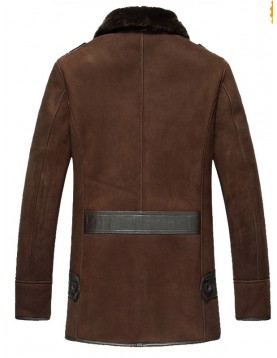 Mens Shearling Brown Reacher Style Coat