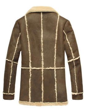 Mens Shearling Brown Suede Leather Coat