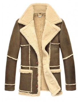 Mens Shearling Brown Suede Leather Coat