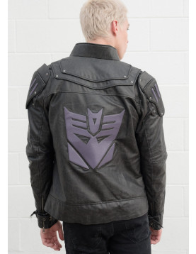 Mens Transformers Black Armor Leather Costume Jacket