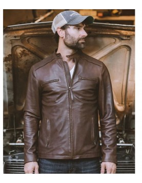 Men’s Biker Thompson Brown Leather Jacket