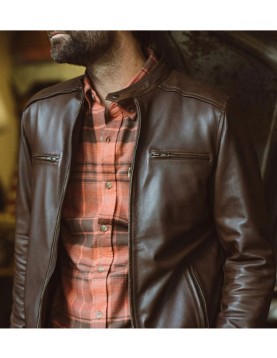 Men’s Biker Thompson Brown Leather Jacket