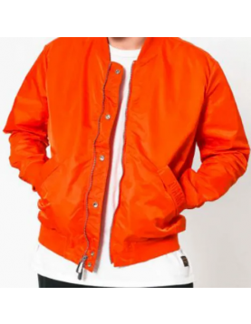 Men’s Bomber Panelled Orange Satin Jacket