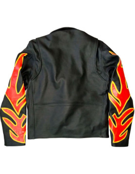 Men’s Fire Flames Motorcycle Leather Jacket