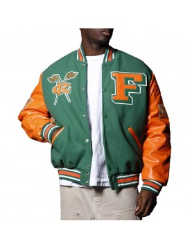 Men’s Florida A&amp;M University Green and Orange Varsity Jacket