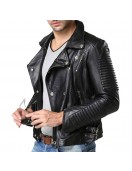 Men’s Padded Double Breasted Leather Jacket