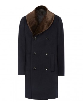 Men’s Reiss Brody Navy Blue Coat with Shawl Collar