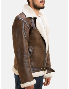 Men’s Shearling Brown Real Leather Jacket