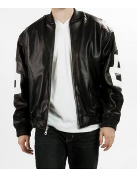 Michael Hoban 8 Ball Bomber Black Leather Jacket