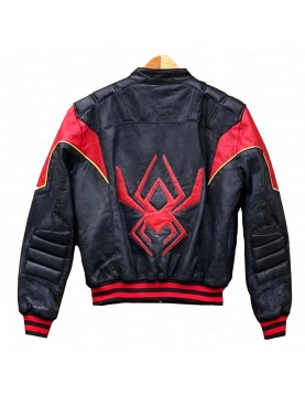 Miles Morales Spider-Man Black Motorcycle Leather Jacket 