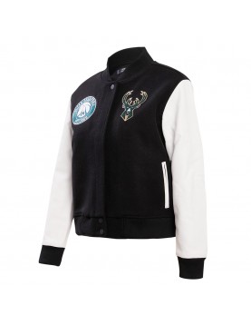 Milwaukee Bucks Classic Black And White Wool Varsity Jacket