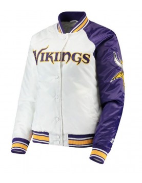 Minnesota Vikings Starter Satin White and Purple Jacket