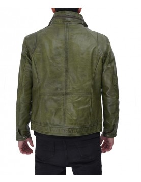 Moffit Green Mens Real Leather Jacket