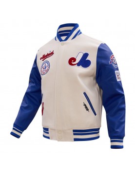 Montreal Expos Retro Classic Off White Wool Varsity Jacket