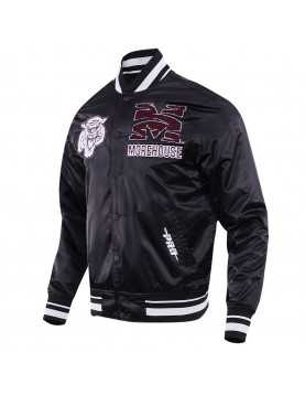 Morehouse College Classic Rib Black Satin Jacket