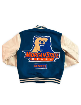 Morgan State University Blue and Beige Varsity Jacket