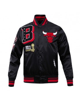 NBA Black Chicago Bulls Satin Jacket