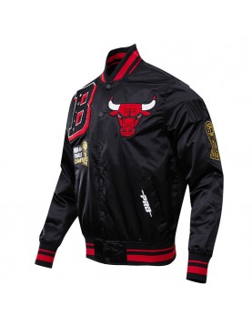 NBA Black Chicago Bulls Satin Jacket