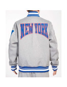 NY Giants Crest Emblem Gray Varsity Wool Jacket