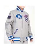 NY Giants Crest Emblem Gray Varsity Wool Jacket