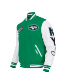 NY Jets Script Tail Classic Rib Varsity Jacket