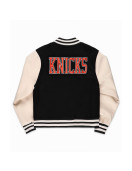 NY Knicks Black and Off-White Varsity Jacket