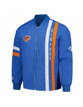 NY Knicks Blue Stitch Applique Bomber Jacket