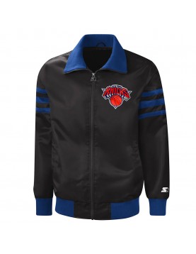 NY Knicks Captain Black Varsity Satin Jacket