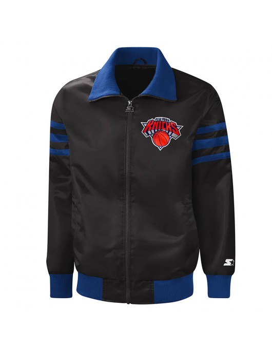 NY Knicks Captain Black Varsity Satin Jacket