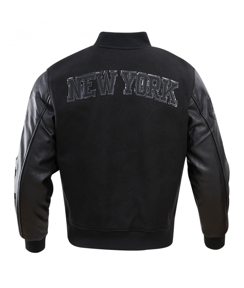 Letterman Wool/Leather New York Yankees Black Varsity Jacket