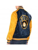 Navy/Gold Milwaukee Brewers Renegade Varsity Satin Jacket