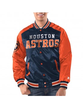 Navy/Orange Houston Astros Renegade Varsity Satin Jacket