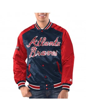 Navy/Red Atlanta Braves Renegade Varsity Satin Jacket