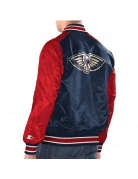 Navy/Red New Orleans Pelicans Renegade Varsity Satin Jacket