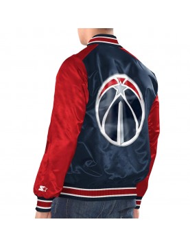 Navy/Red Washington Wizards Renegade Varsity Satin Jacket