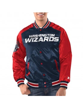 Navy/Red Washington Wizards Renegade Varsity Satin Jacket