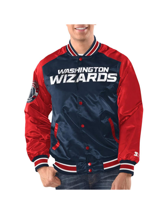 Navy/Red Washington Wizards Renegade Varsity Satin Jacket