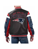 New England Patriots Black Varsity Full-Zip Leather Jacket