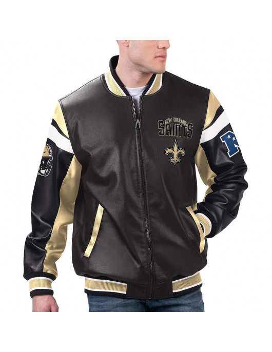 Tennessee Titans Black Varsity Full-Zip Leather Jacket