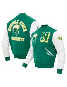 Norfolk State Spartans Varsity Green and White Jacket