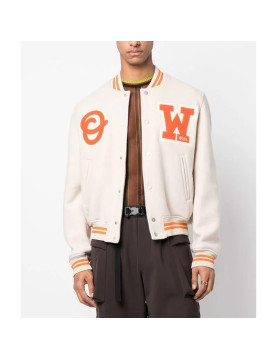 OW Logo-Patch Off-White Varsity Jacket